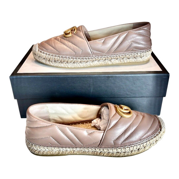 Gucci Nappa Charlotte Matelasse GG Marmont Espadrilles EU 38.5 Porcelain Rose - Picture 3 of 8